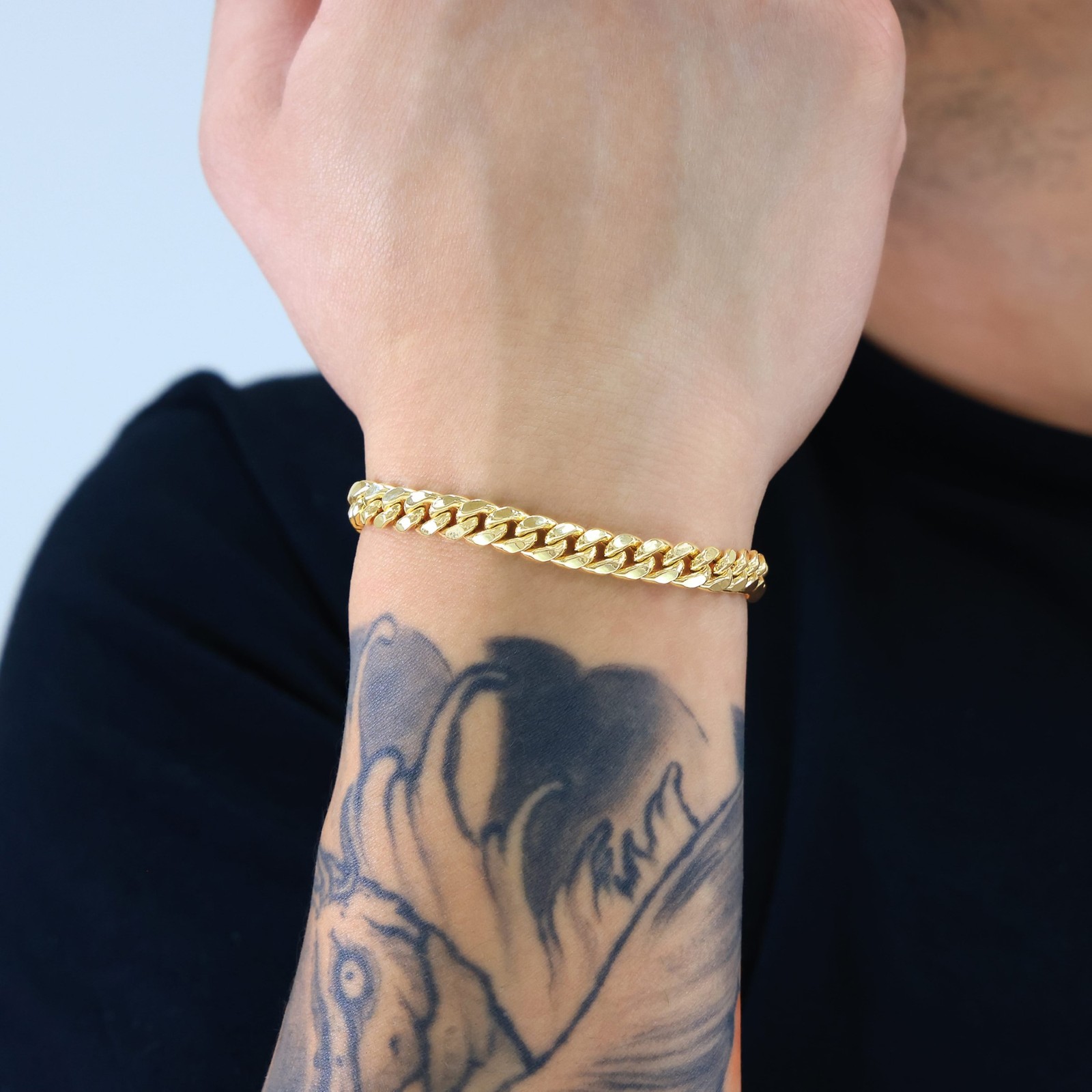 14K Yellow Gold 6.5mm Miami Cuban Link Chain Bracelet Mens Womens 7" 8" 9"