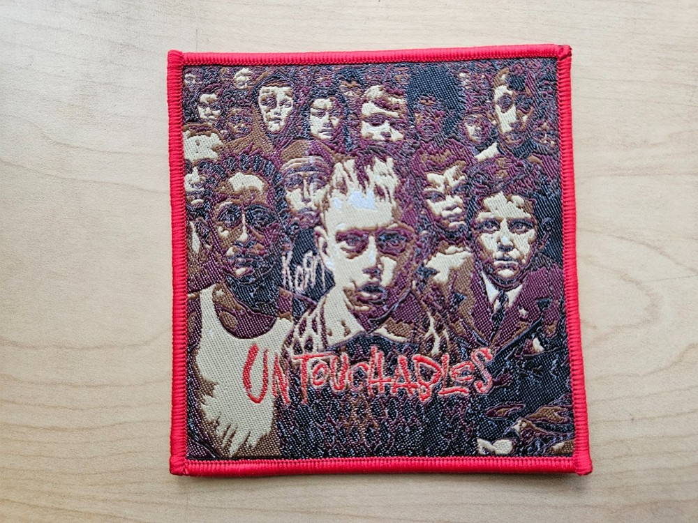 KORN, UNTOUCHABLES, SEW ON RED BORDER WOVEN PATCH