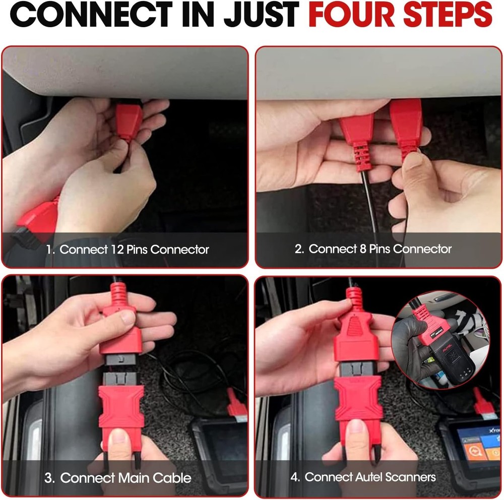 Autel Original OBD2 Adapter for Chrysler 12+8 Programming Cable Black