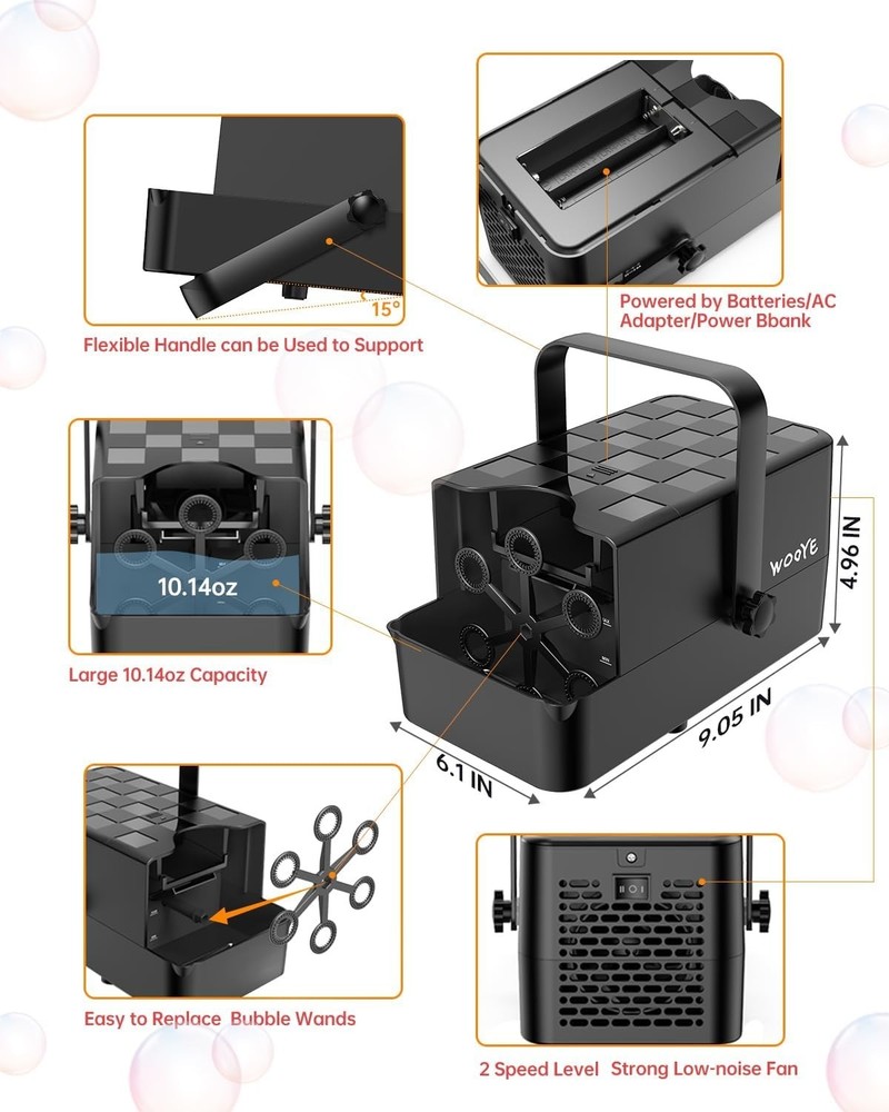 Upgraded Bubble Machine, Make Big/Medium/Small Bubbles, 2000+ - over 10000+ P...