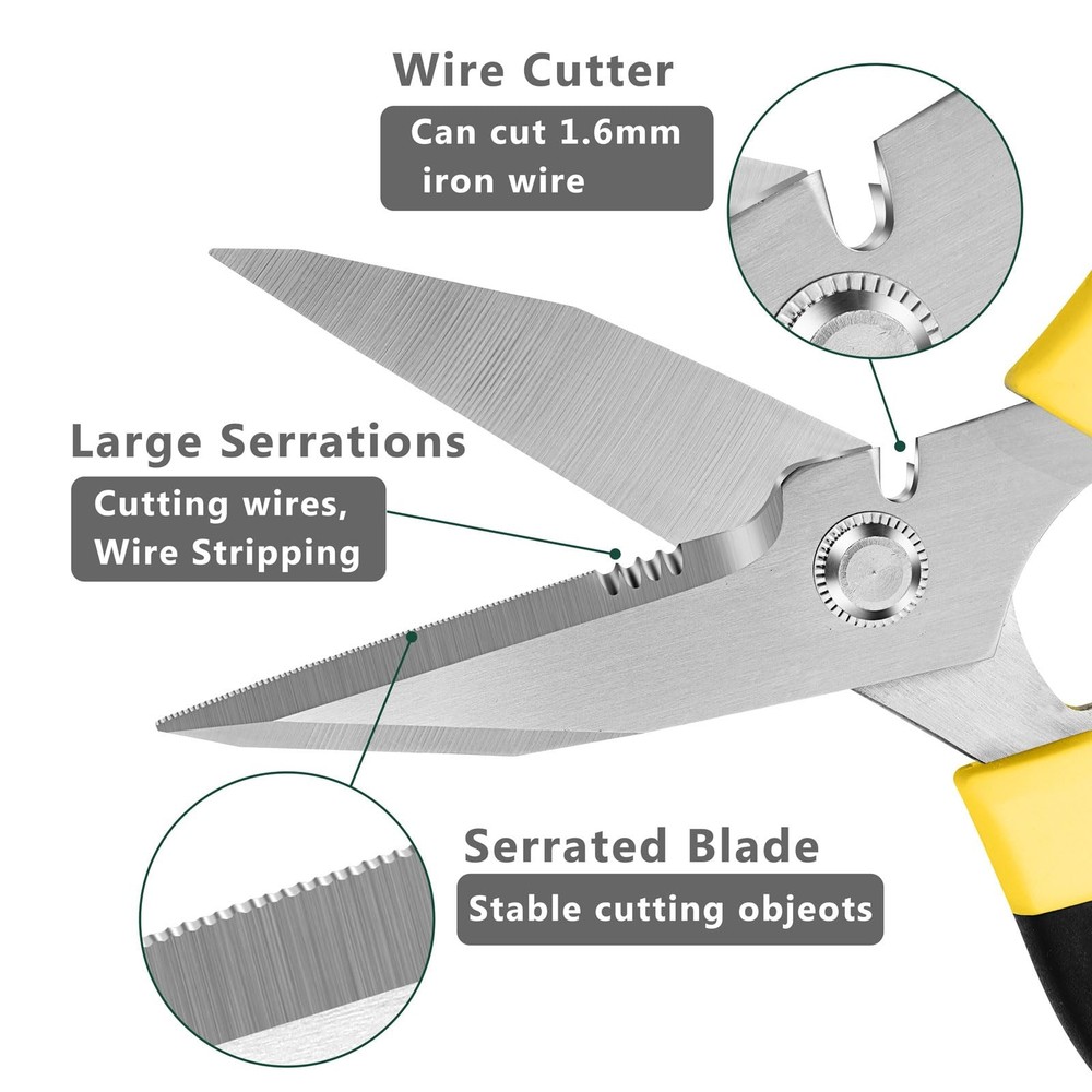 Heavy Duty Utility Scissors 8" Sharp AllPurpose Cutting Tool Fabric Cardboard