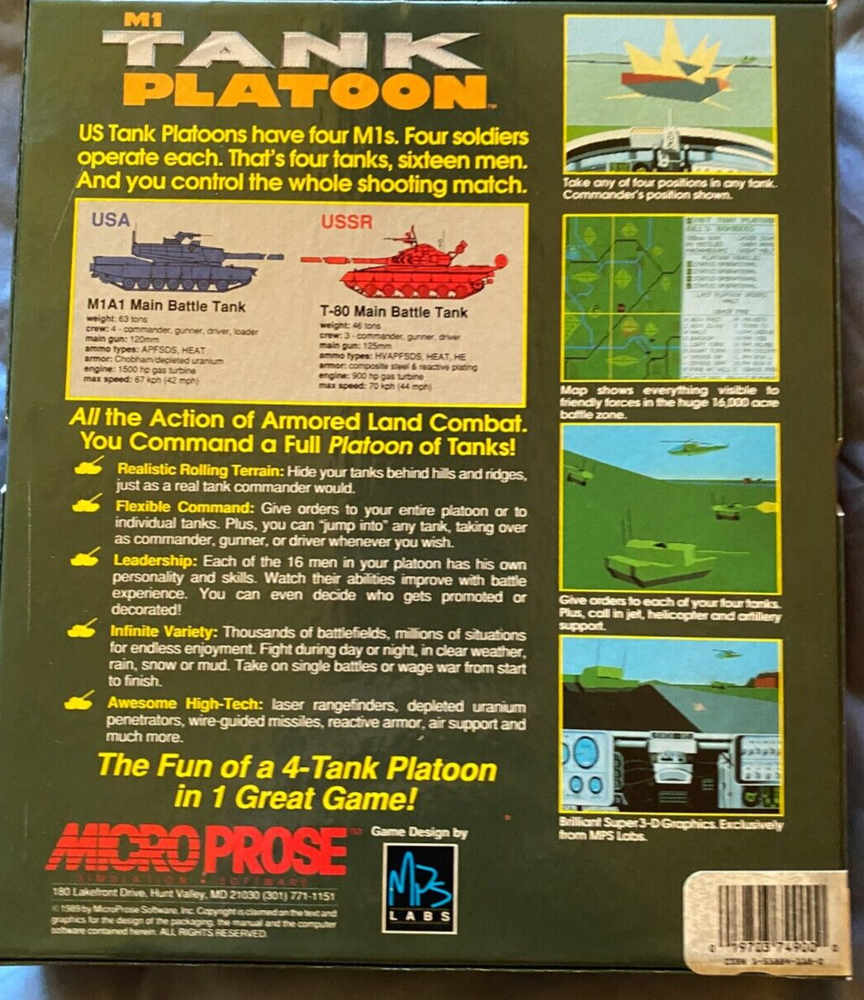 M1 Tank Platoon Atari 1040/520 ST NEW Disk By Microprose