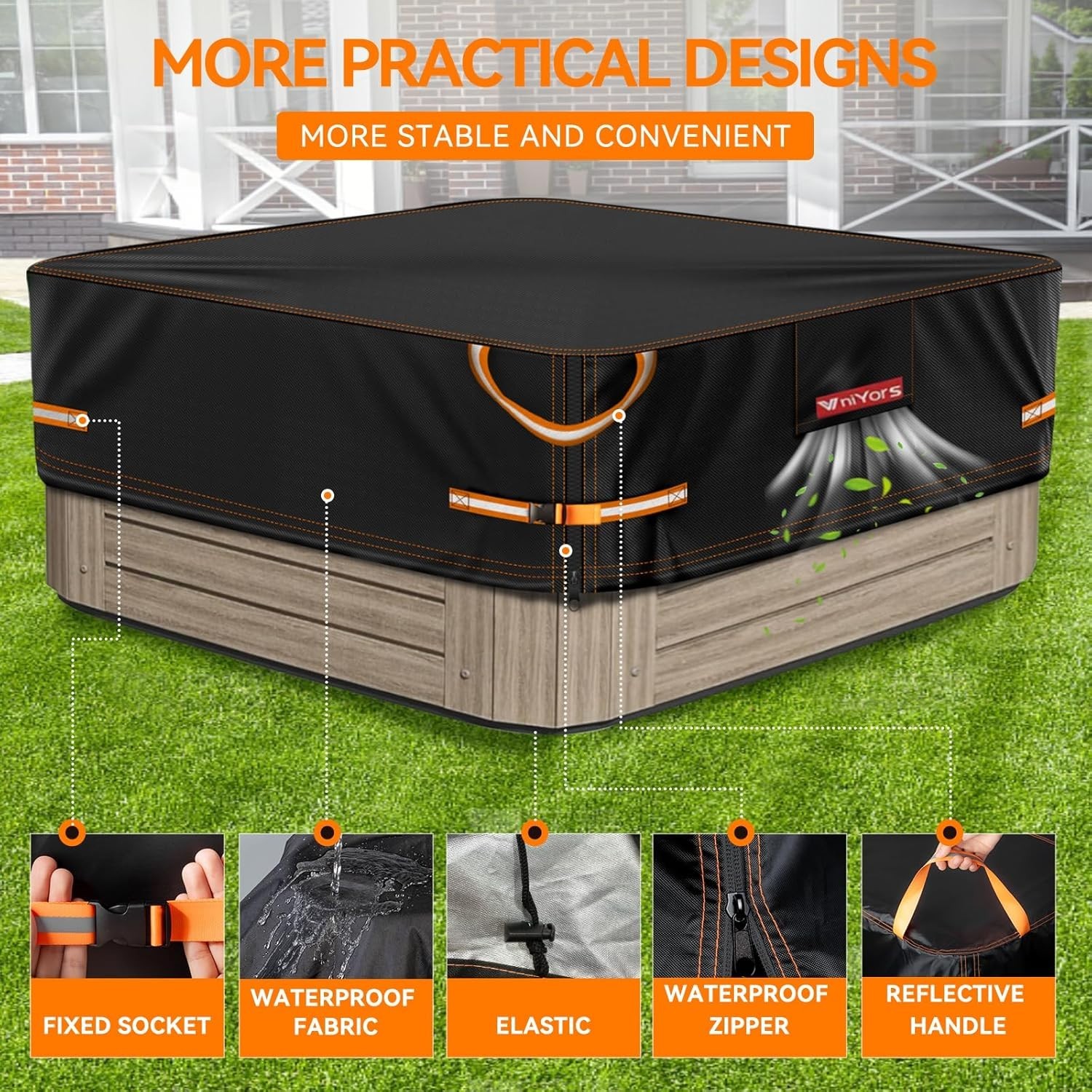 Hot Tub Cover - 600D Heavy Duty Oxford Hot Tub Lid, 80 x 80 inch Spa Covers f...