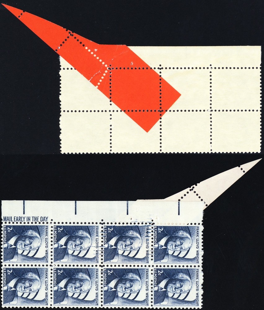 1280 Var, Mint Tape Splice Error on 2¢ Stamp Block - Stuart Katz