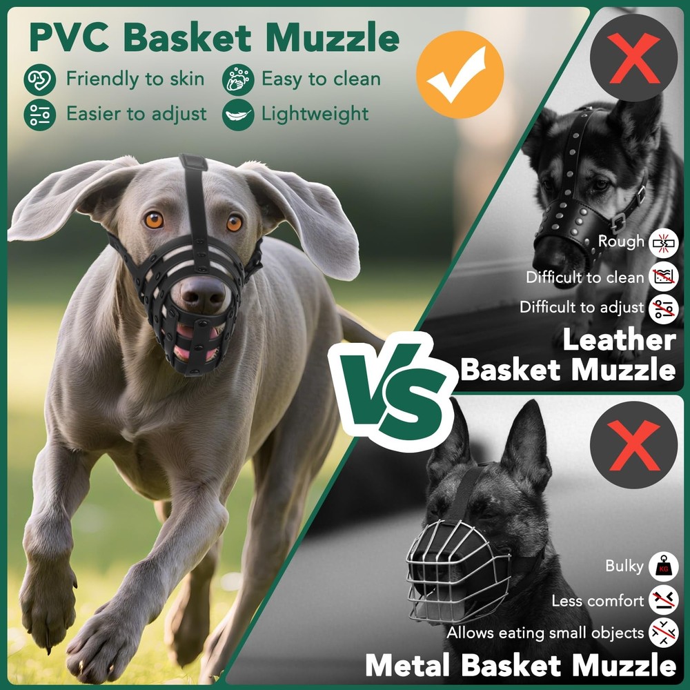 Dog Muzzle for Medium Large Dogs Humane Basket Muzzle Soft & Lightweight & Ad...