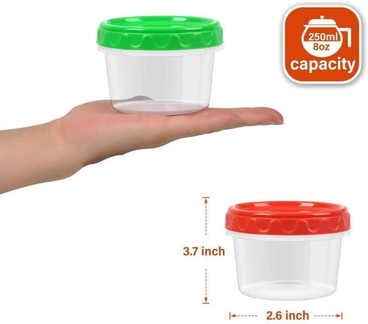 8 oz Small Freezer Containers W/ Lids Stackable Plastic Food Storage Container 1