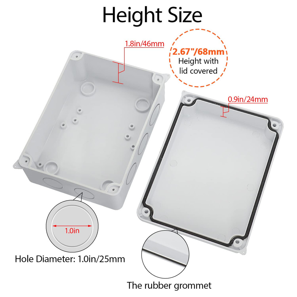 Junction Box, Electrical Box IP65 Water Resistant Dustproof ABS Plastic Project