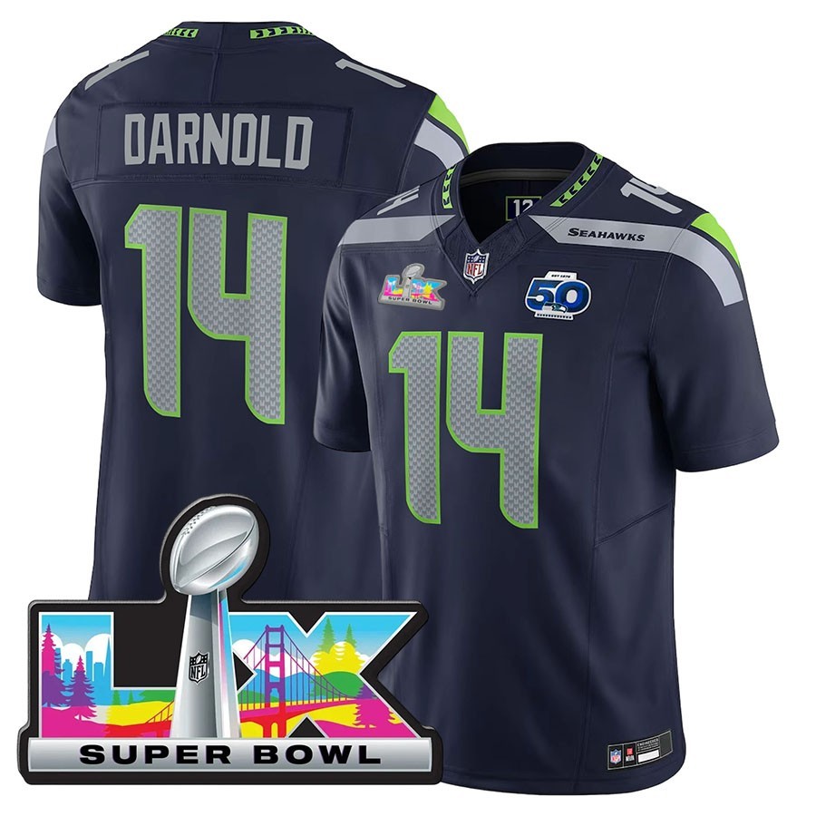 NWT Men's Seahawks Sam Darnold Super Bowl LX Patch  Stitched Jersey