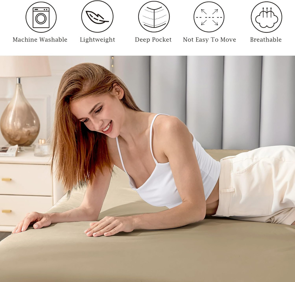 Pure Cotton Fitted Sheets King Size, 300 Thread Count Percale Sheets for King Si
