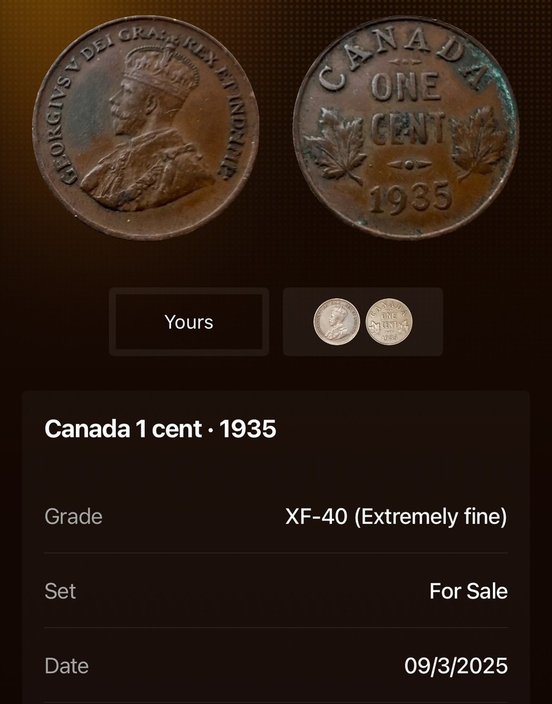 1935 Canada 🇨🇦 One Cent ~ (XF) Condition