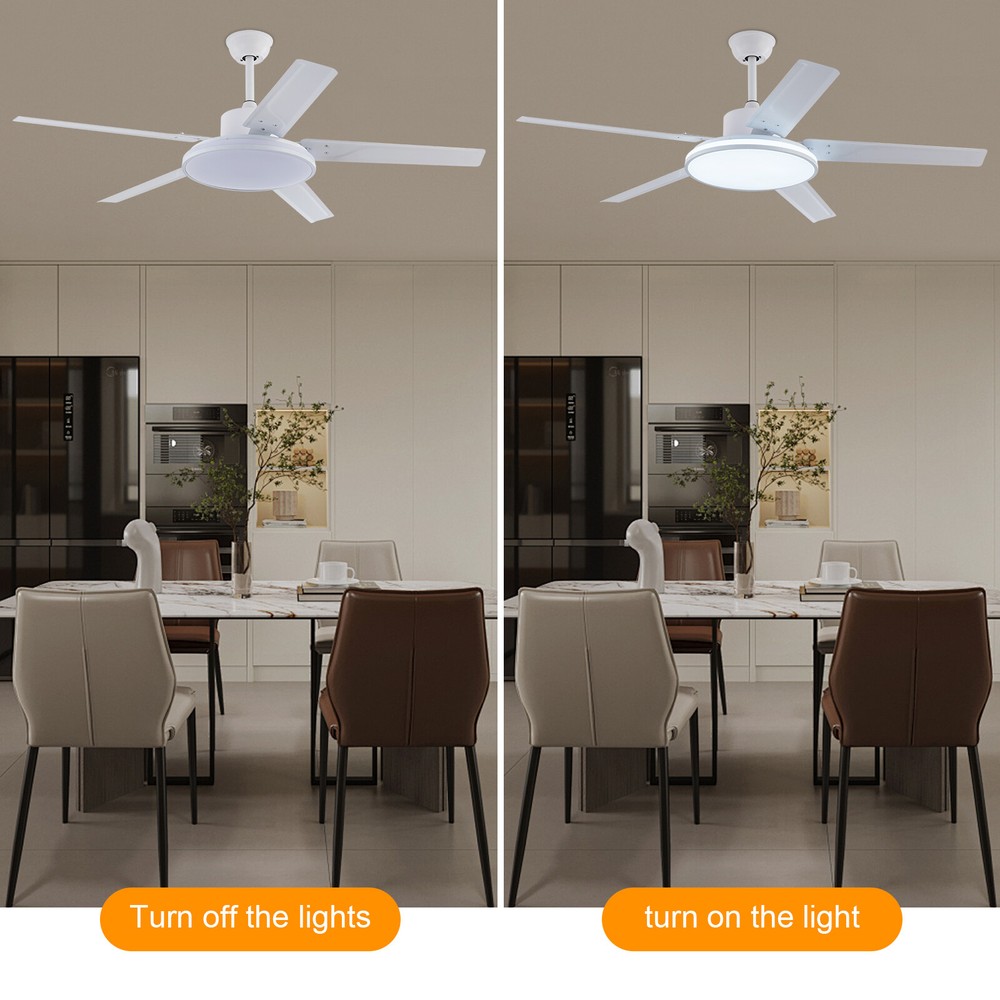 52in Modern Ceiling Fan Light Dimmable LED 3-Color Memory Function Fan w/ Remote