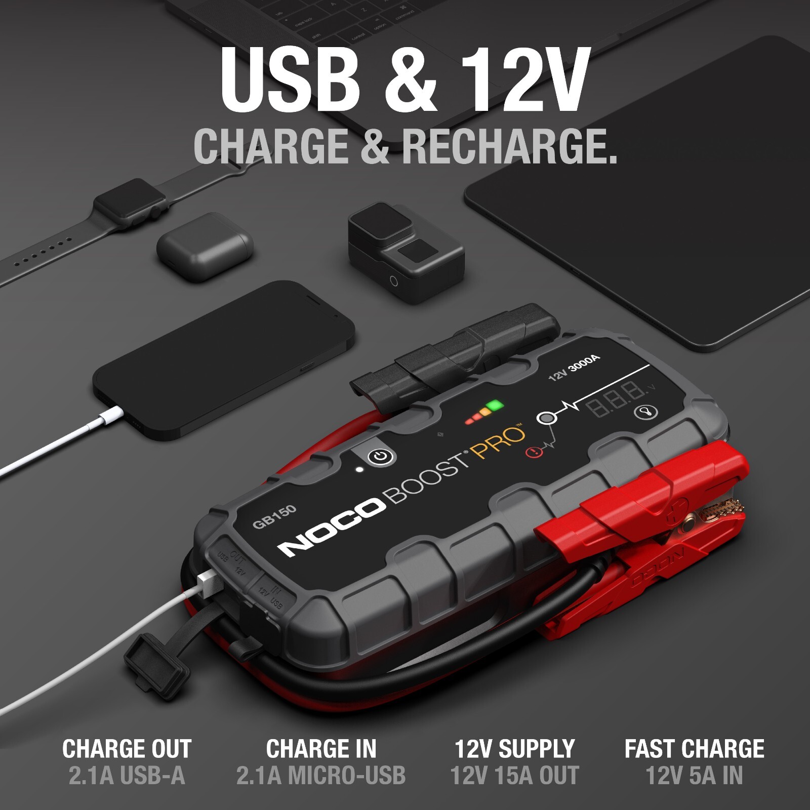 NOCO Boost Pro GB150 3000A 12V UltraSafe Portable Lithium Battery Jump Starter
