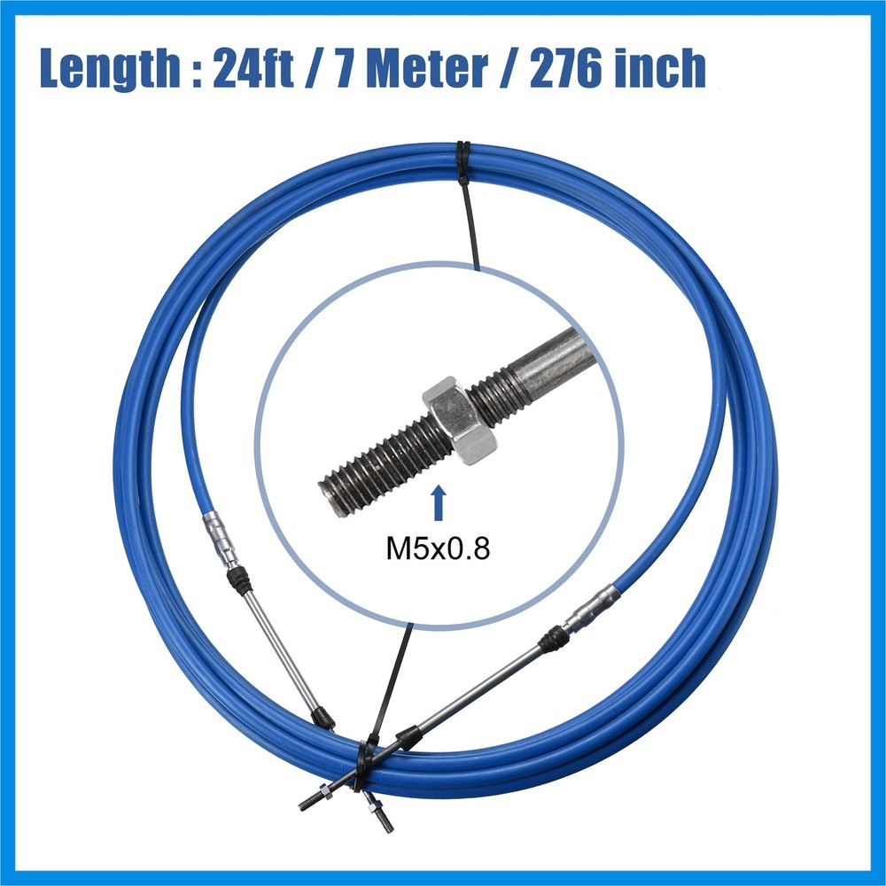 24ft 276 Inch Marine Type Shift Remote Control Box Cable for Yamaha Blue