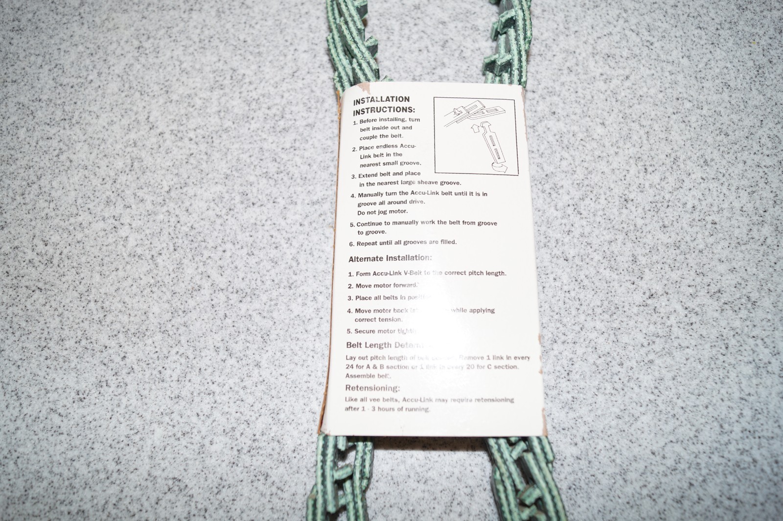 Accu-Link Adjustable Length V-Belt, 1/2 In x 5 Ft, New