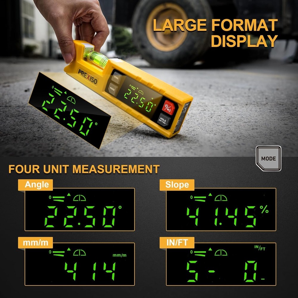 PREXISO Digital Level & Digital Protractor 7''Angle Finder 0-90° & 0-180° Range