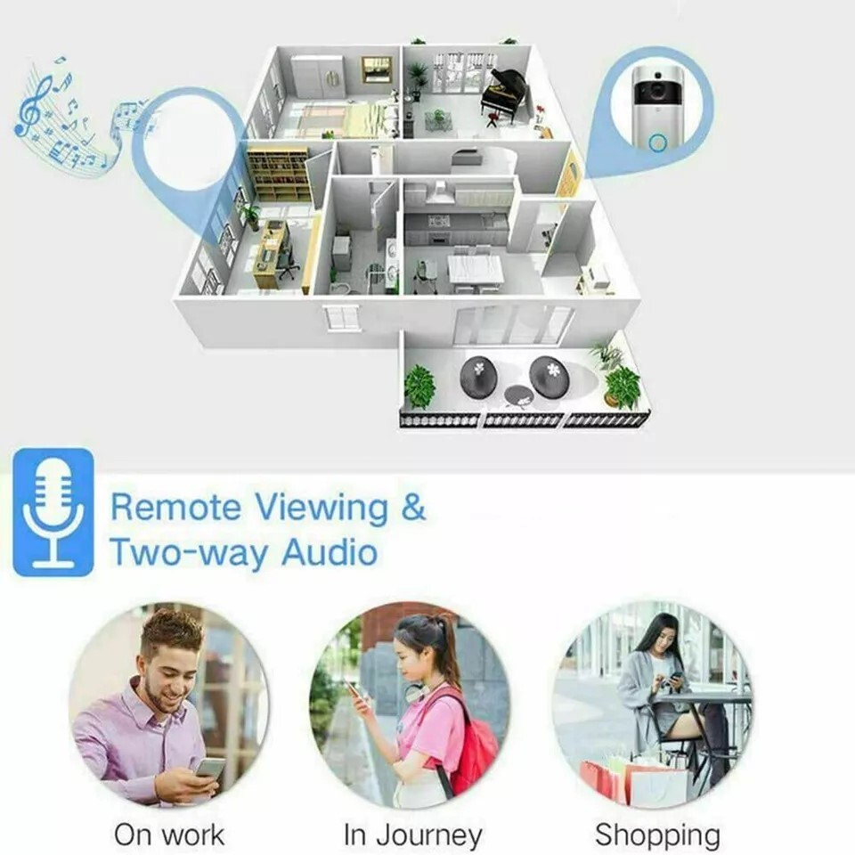 Smart WiFi Video Doorbell Wireless Door Bell Phone Ring Intercom Security Camera