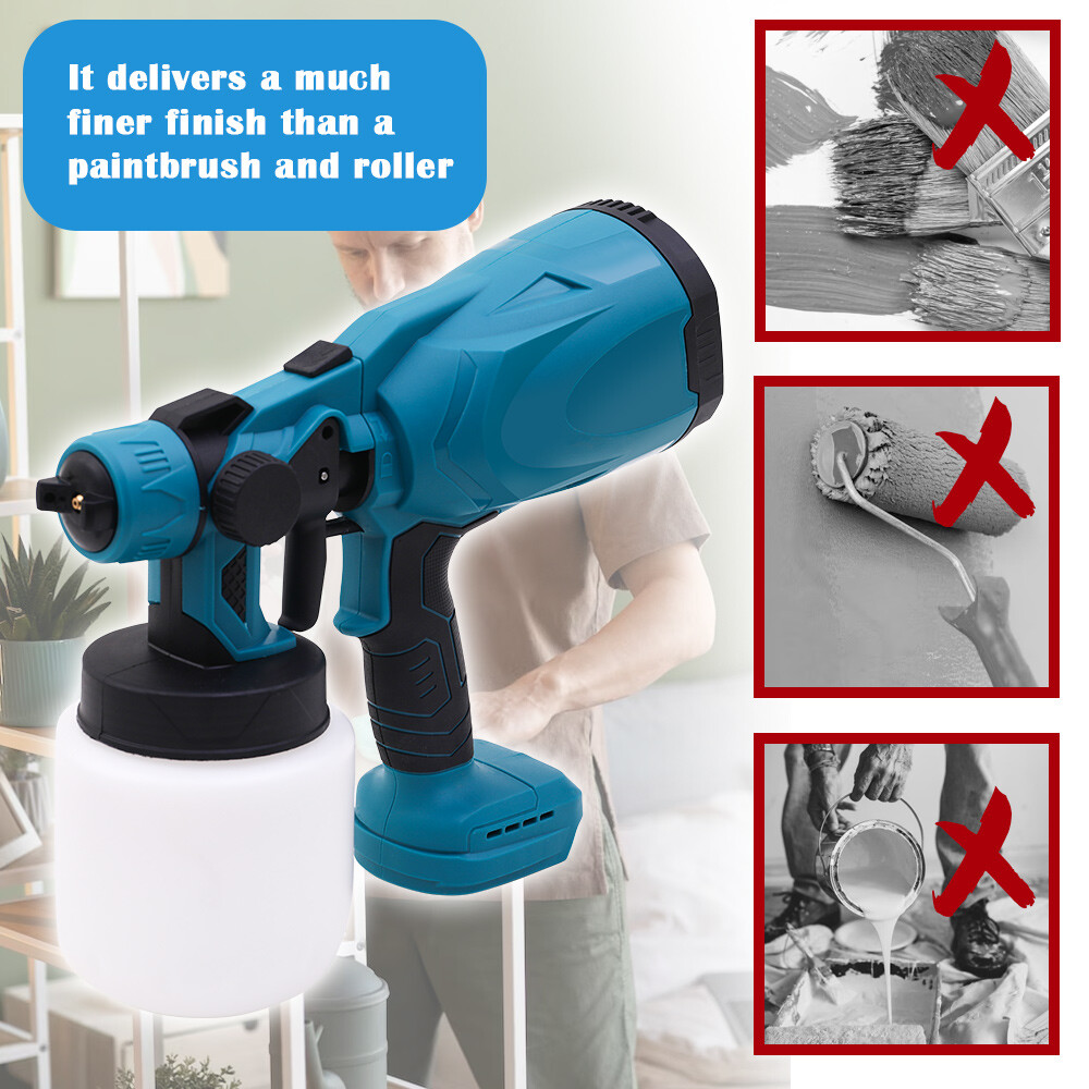 With 2 Batteries High Pressure Cordless Paint Sprayer Electric HVLP Spray Gun US