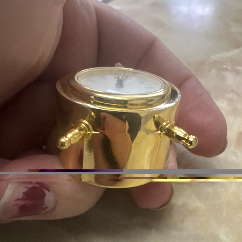 Miniature Vintage Gold Alarm Clock Shape