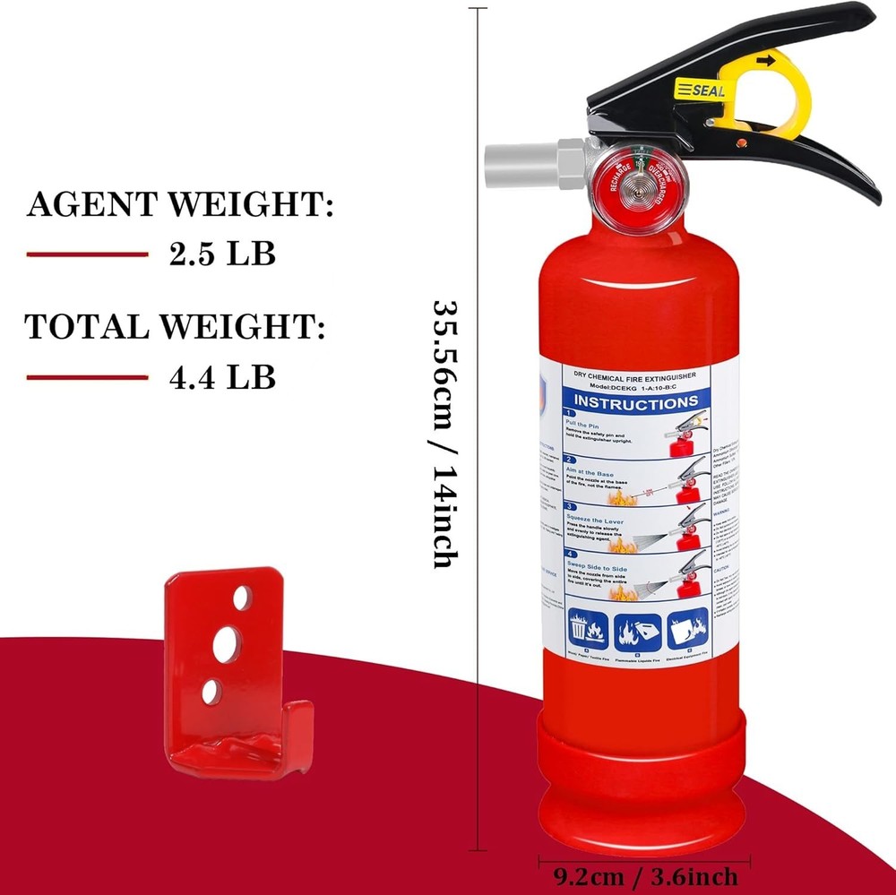 Compact 2.5 lb ABC Fire Extinguisher - Quick-Release Handle