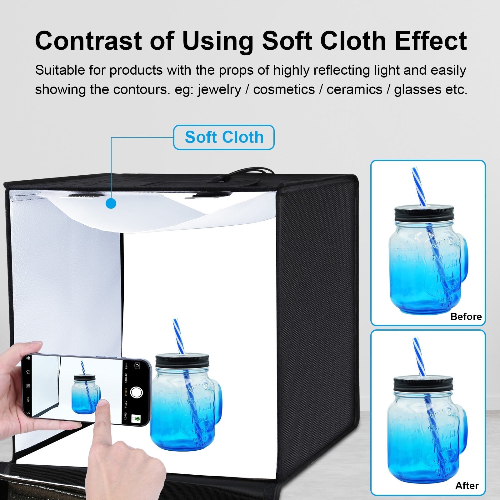 24"x24" Foldable LED Photo Light Box Tent Large Portable Cube Studio Photography