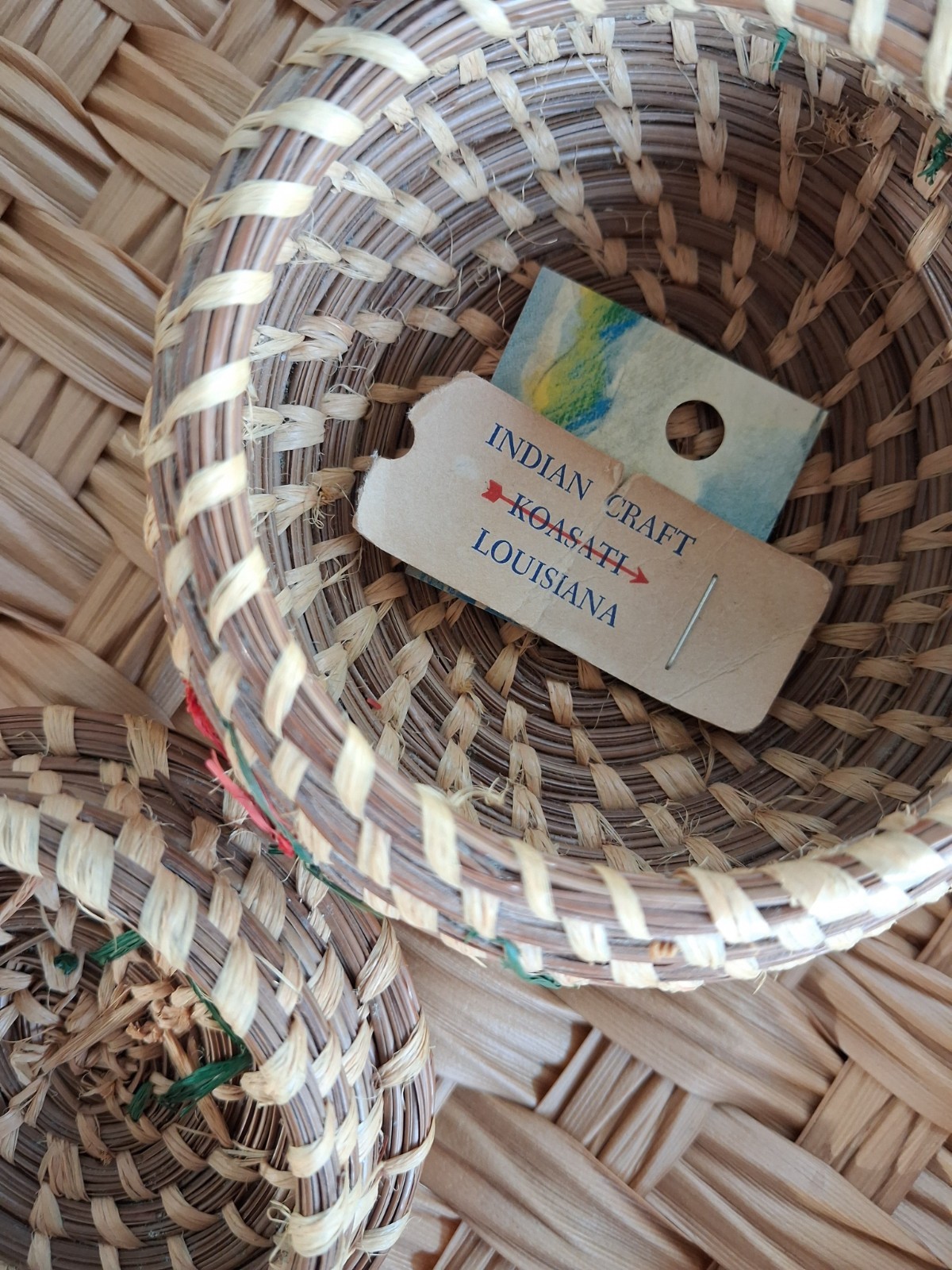 Authentic Vintage Koasati Coushatta Handmade Pine Needle Basket