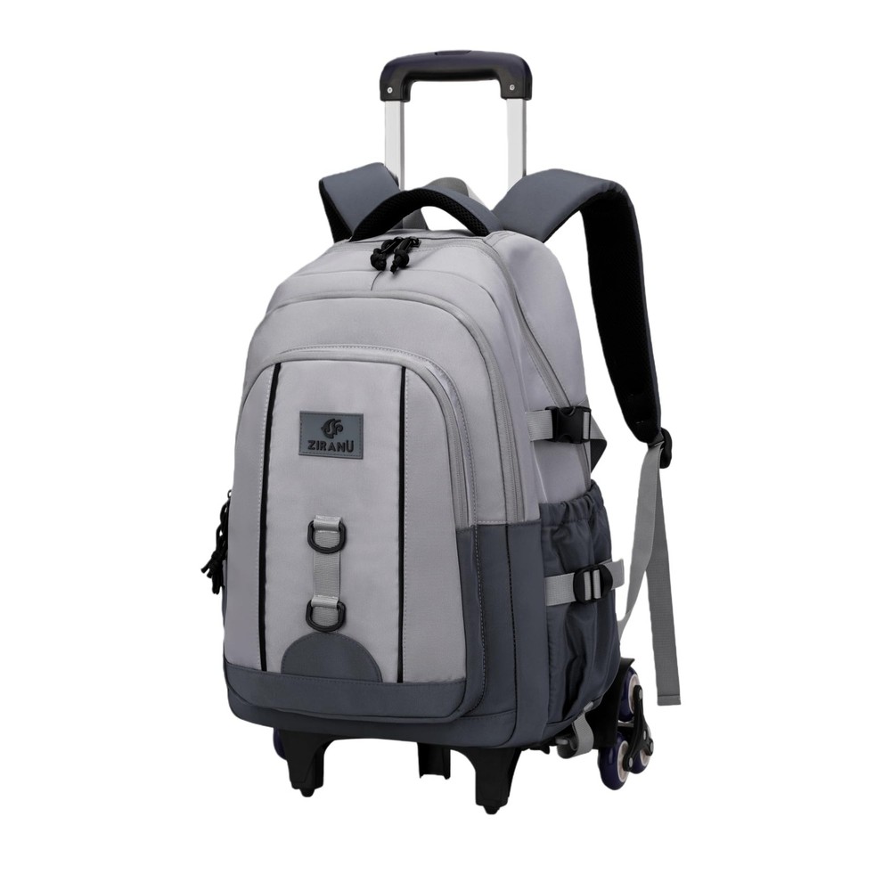 Rolling Backpack Boys Elementary Middle Junior School 6 Wheels Grey Bookbag
