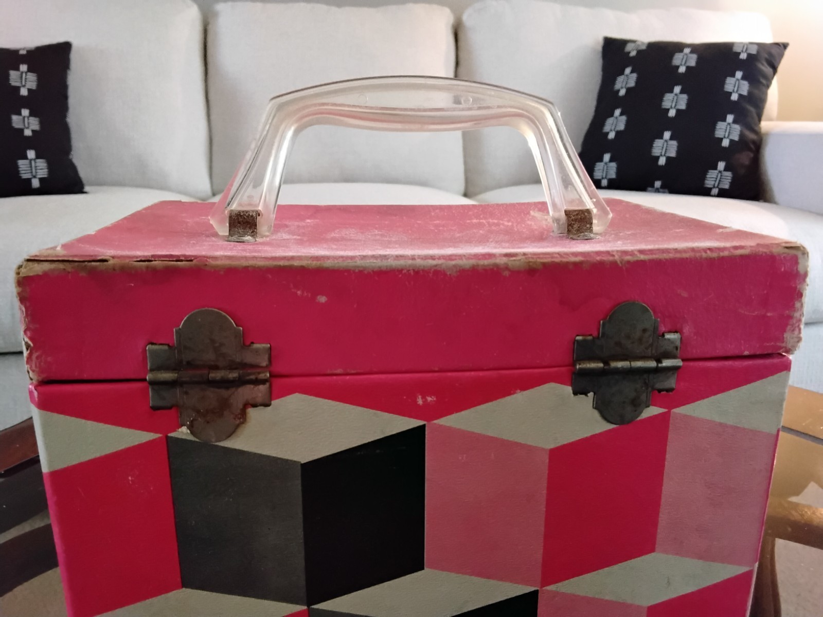 Platter-Pak 1960s Psychedelic Vinyl Record Storage Box Case 45 45’s 1 Owner Pink