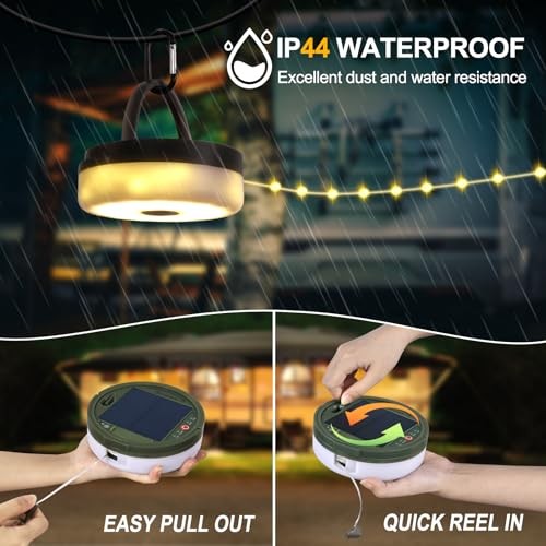 4 in 1 Solar Camping String Lights Ultra Long String with 220LEDs, 72.2Ft
