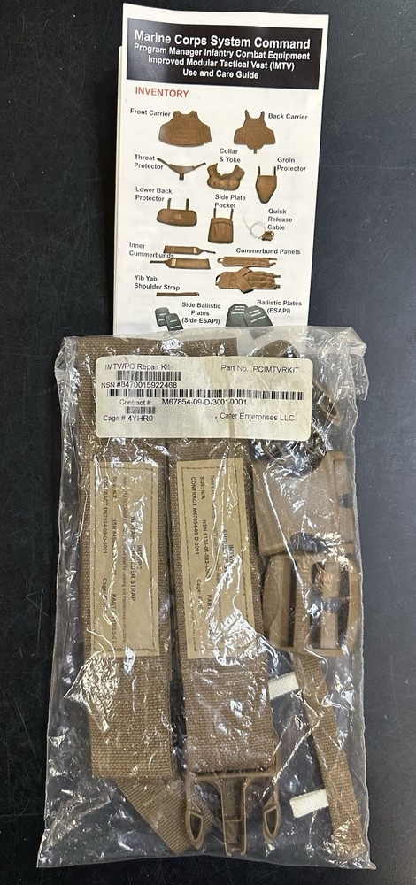USMC MTV Modular Tactical Vest w/ Soft Inserts Medium Coyote Complete Set