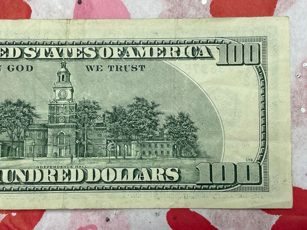 1996 $100 *SERIAL NUMBER INTERIOR FOLD ERROR* Circulated Withrow Rubin