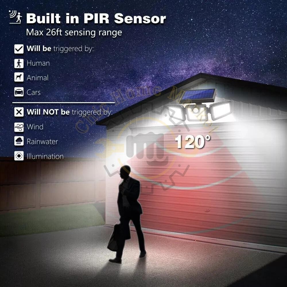 2 Pack LED Motion Sensor Solar Lights Outdoor IP65 Waterproof Security Lamp