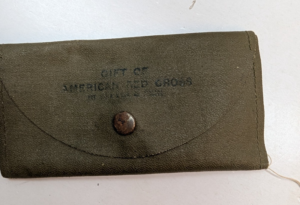 Vintage Gift of American WW2 US Red Cross Sewing Kit Gray Canvas 5 x 2.5 Inch