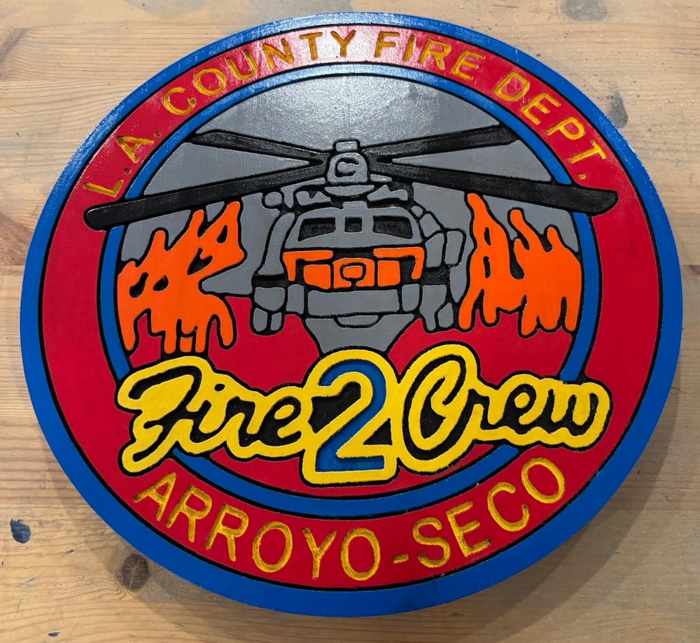 Fire Department LA County Fire 2 Crew 3D routed patch plaque sign Custom