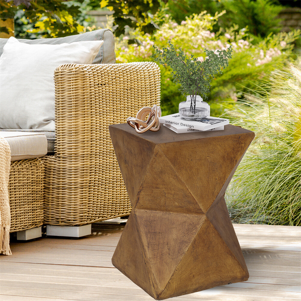 Outdoor Lightweight Concrete Side Table Concrete Stool End Table Accent Table