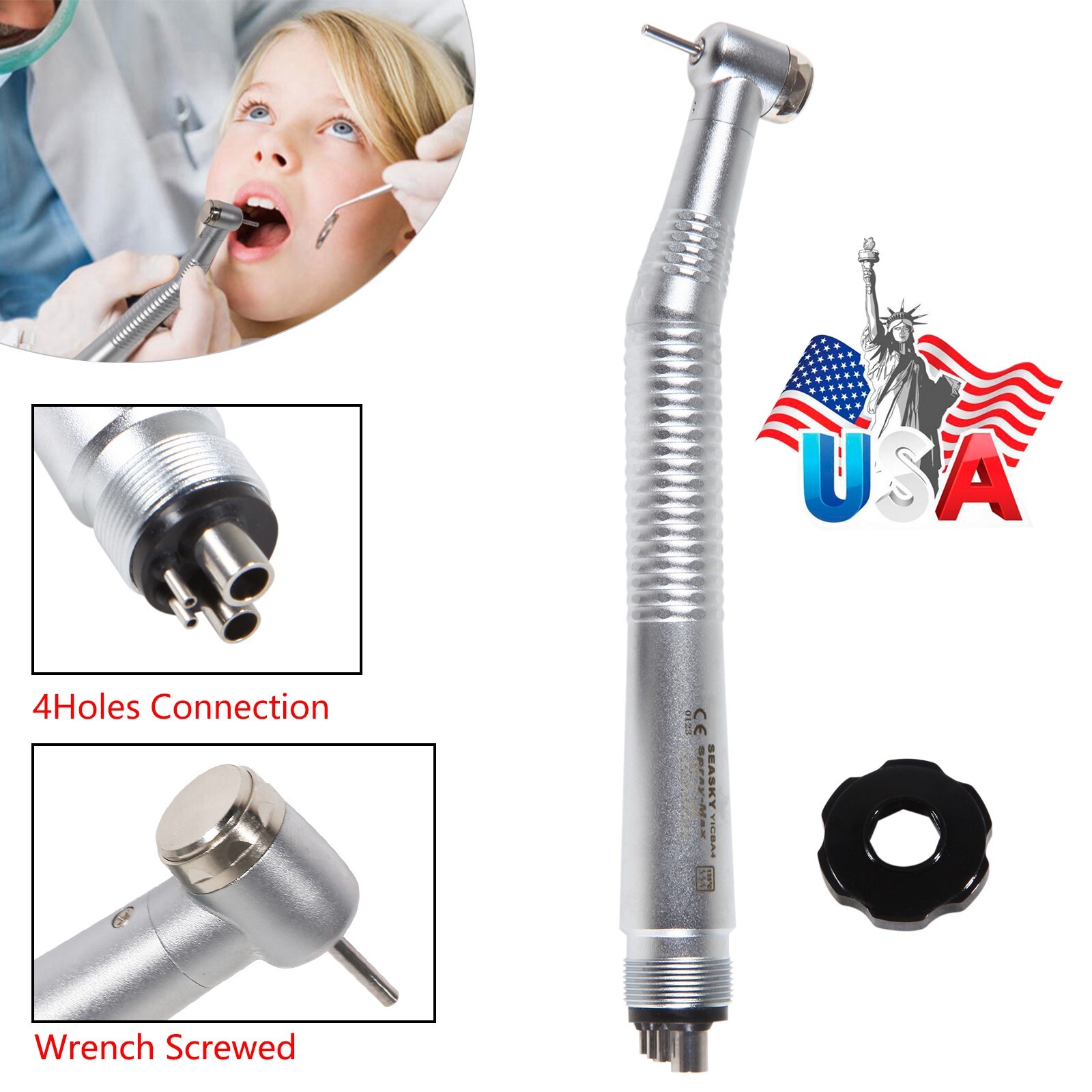 10pcs NSK PANA MAX Style Dental High Speed Handpiece Push Button 4 Hole Y1BA4 SK