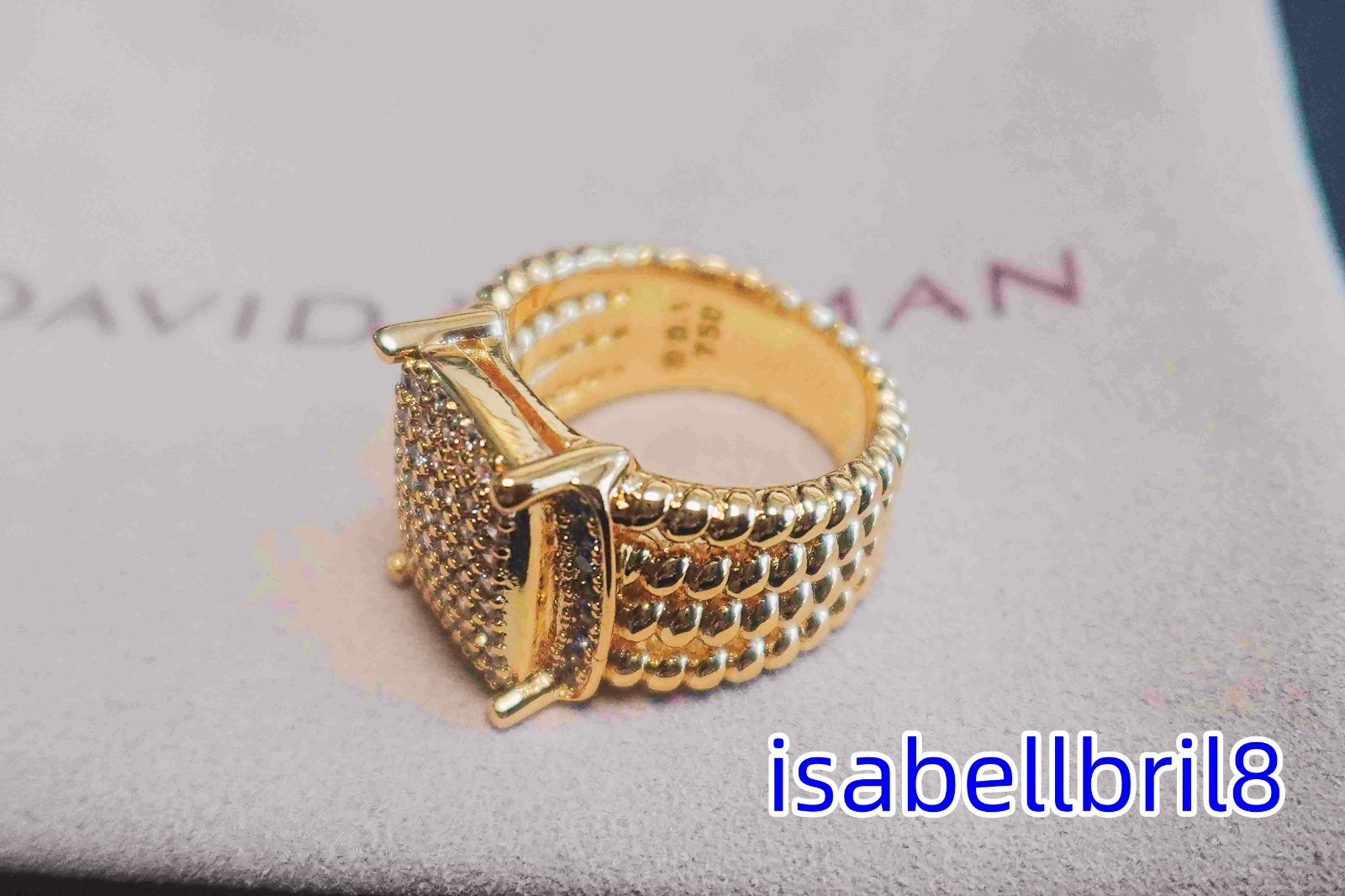 GiftDavldYurmanSterling/18KGOLD/Wheaton/Pave Diamonds Ring 16x12mmSize 7