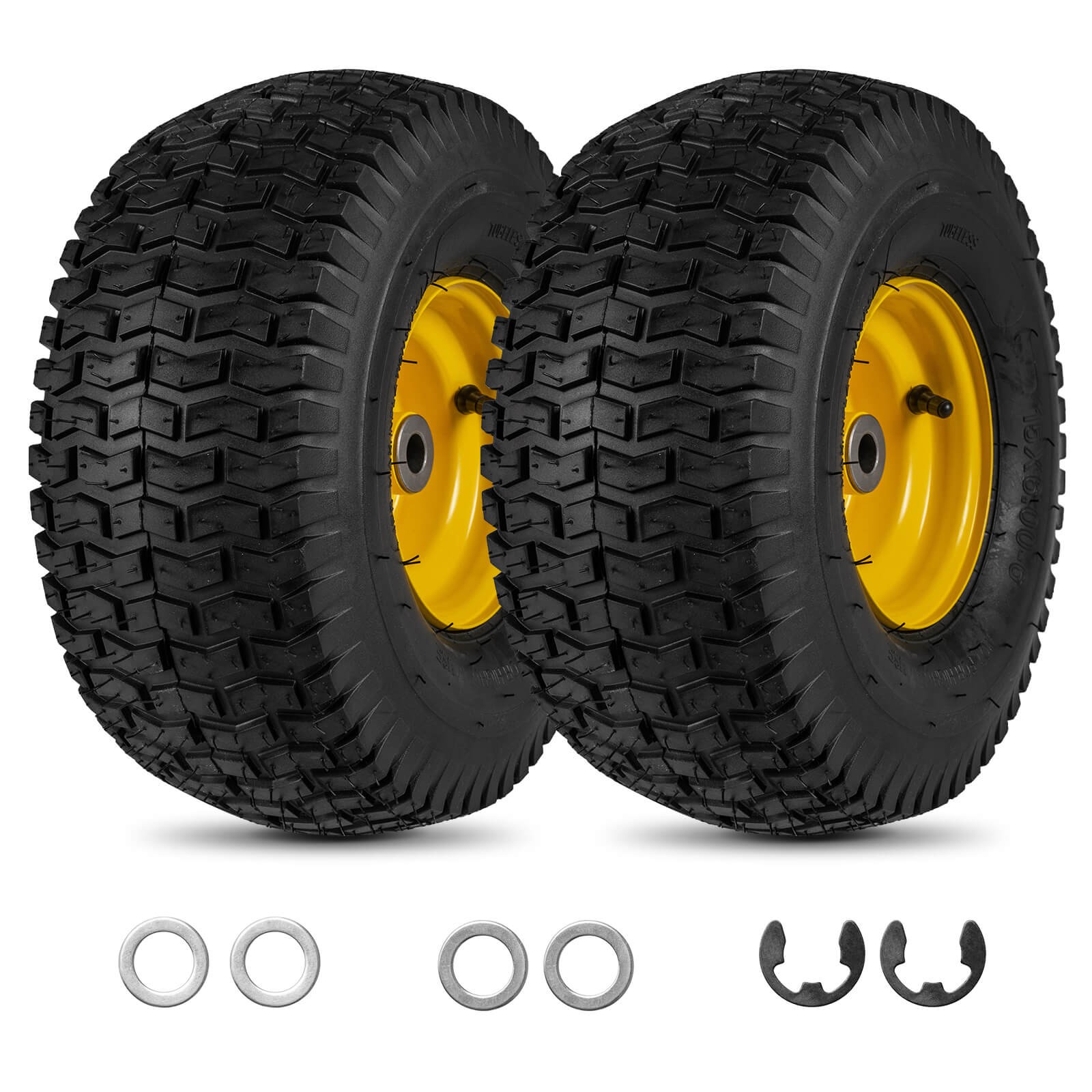 15x6.00-6Tubeless Tires&Wheels(2 Pack),4 PR/Ply Pneumatic Tires w/3"Centered Hub