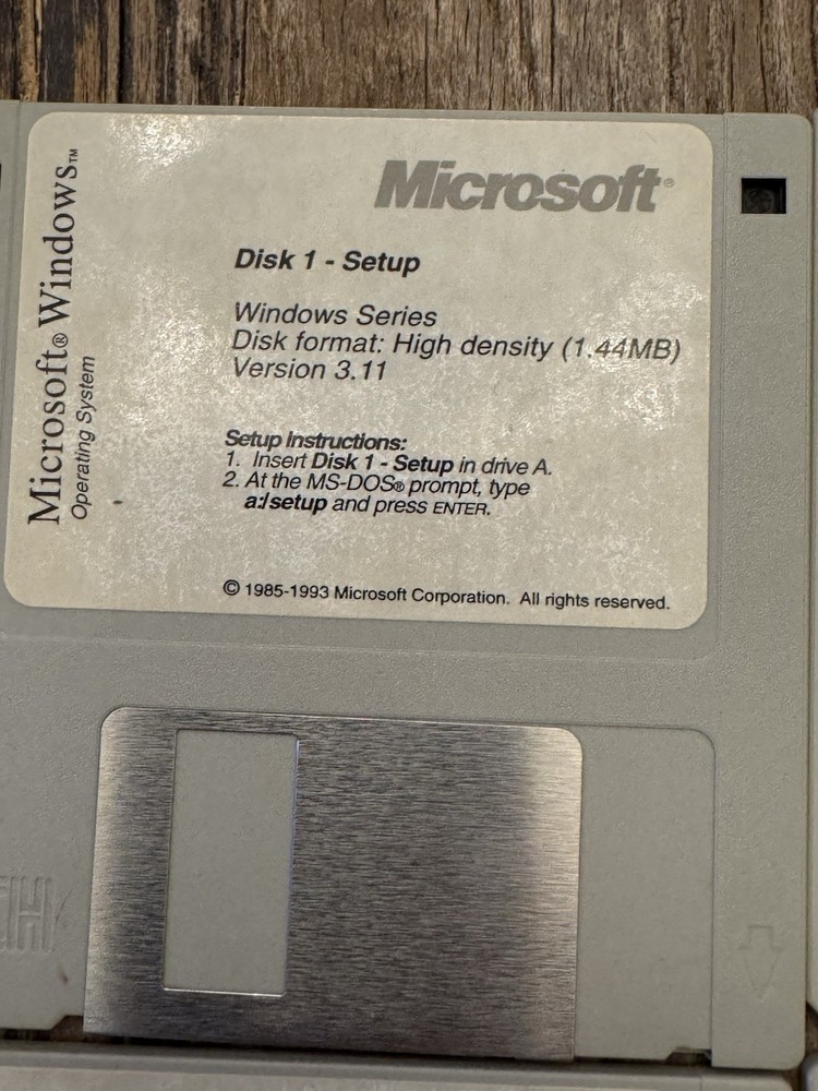 Microsoft Windows 3.11 5.25” Floppy Disk Set (6 Disks) Untested Vintage