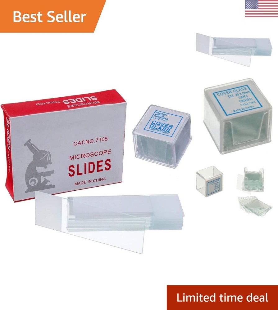 High-Quality Pre-Cleaned Microscope Slides and Cover Glasses Bundle with Drop...