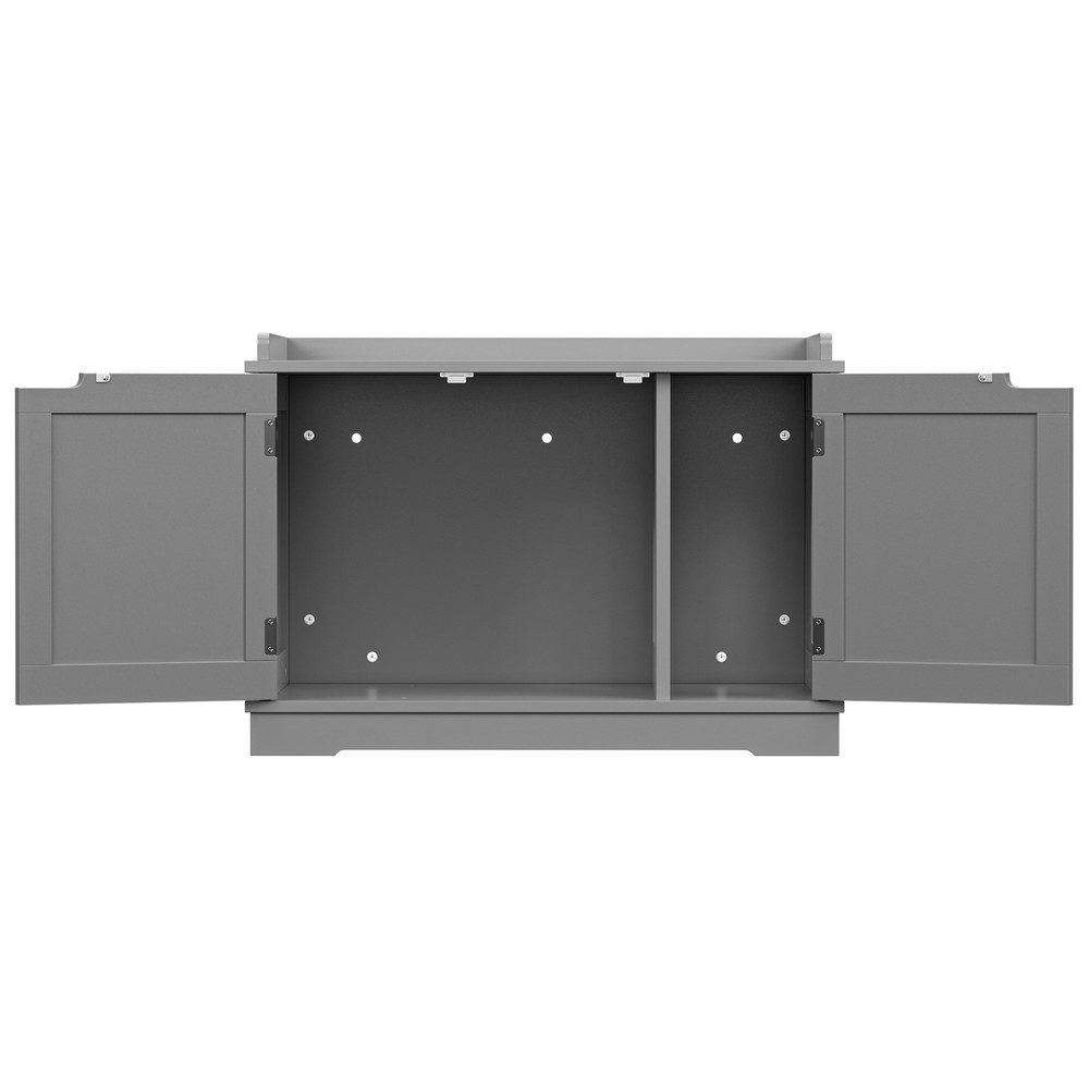 Litter Box Cover with Sturdy Wooden Structure Spacious Storage Gray