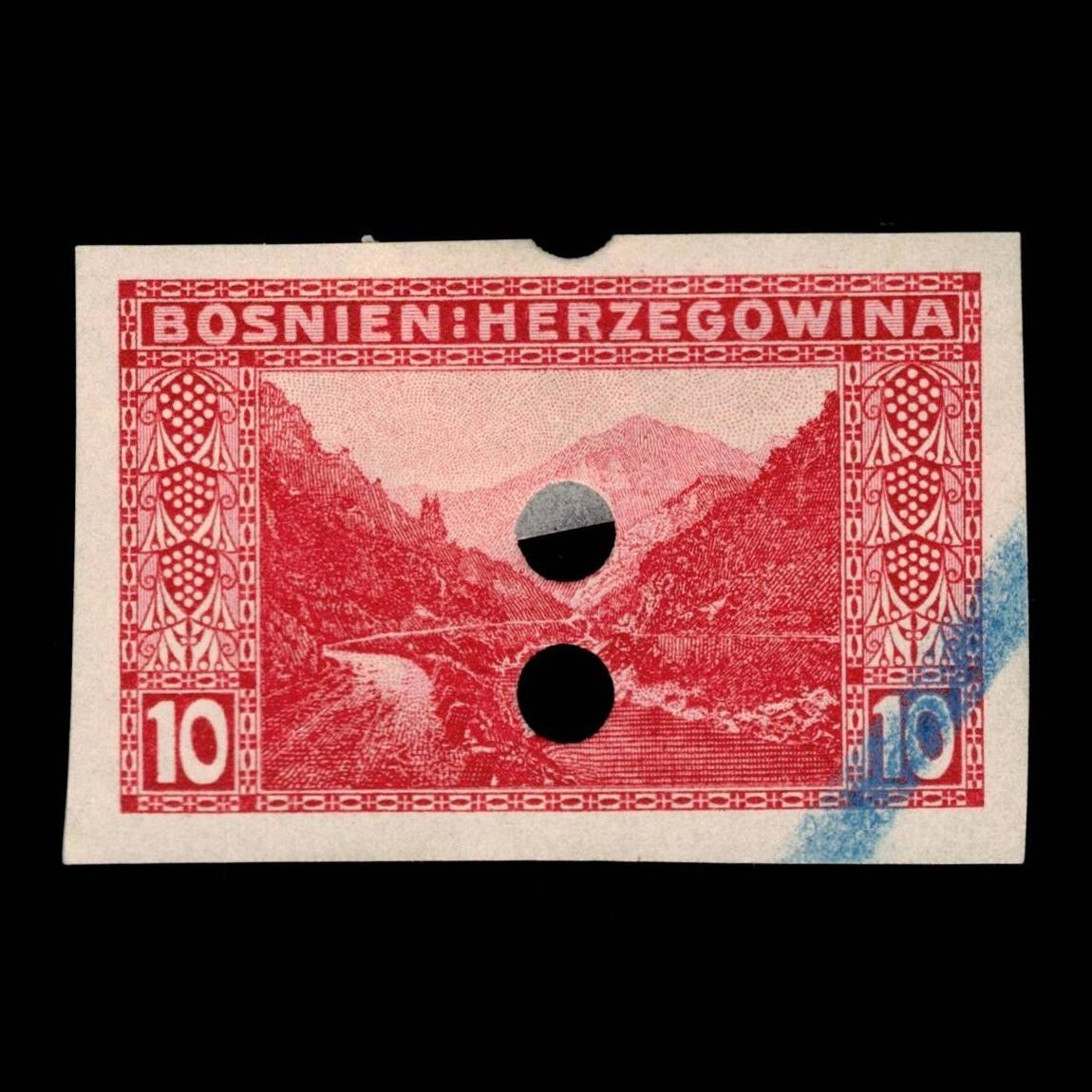 Bosnia & Herzegovina, Scott 35, Valley, Imperf., 1906, Punch Canceled, 115366