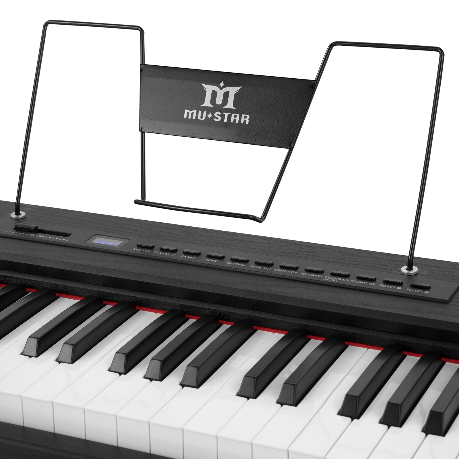 MUSTAR Black 88-Keys Full Size Semi-Weighted Digital Piano Keyboards with Pedal