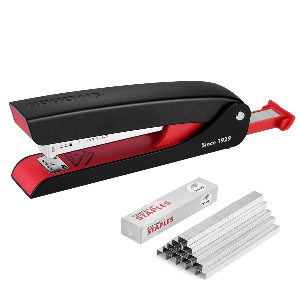 Arrow Full-Strip Stapler with Staples, 25 Sheets Capacity, Black