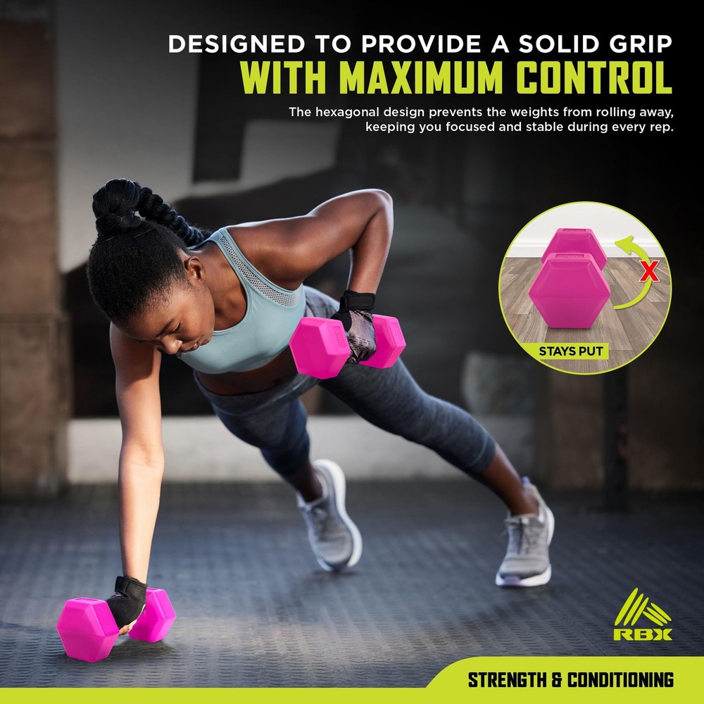 4lb Pair Hex Dumbbells, 2lb Each, Hex Shape for Stability, Compact for Easy P...