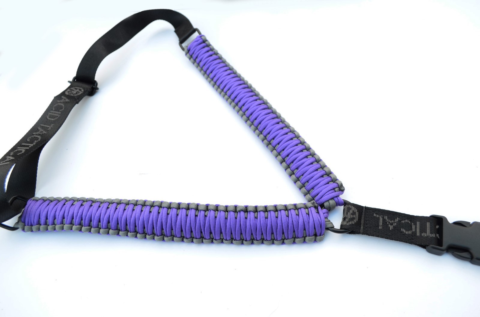 Tactical 550 Paracord Rifle Gun Sling Single Point Quick Detach PURPLE GRAY