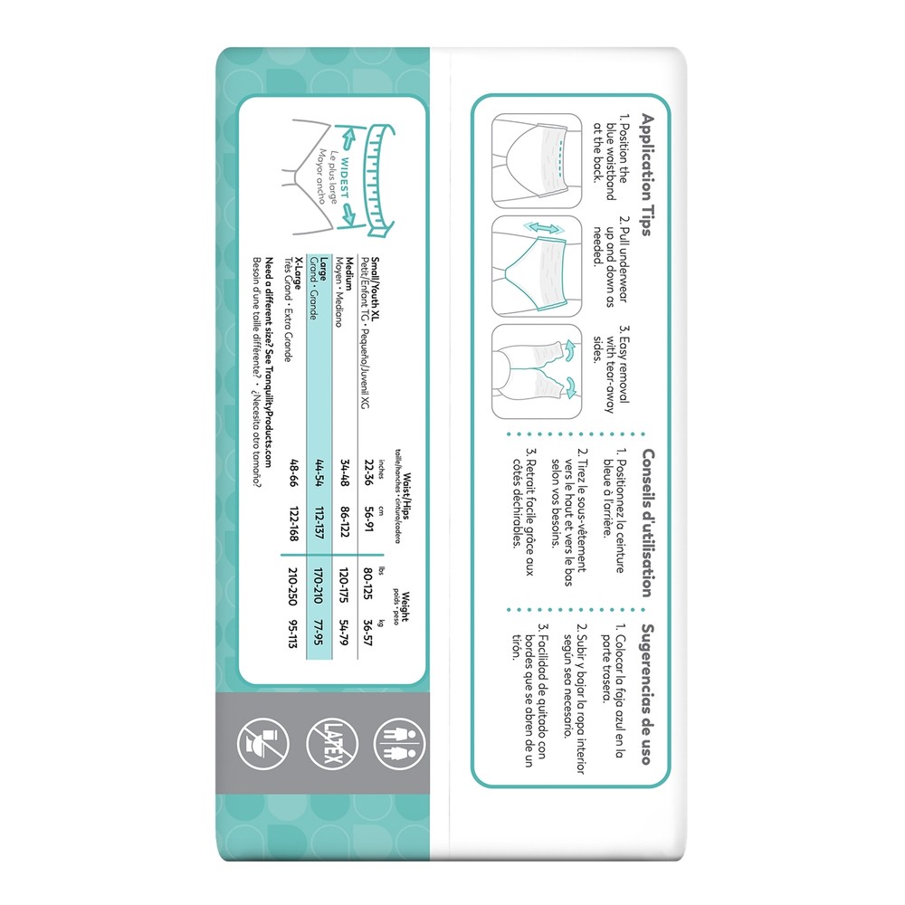 Tranquility Disposable Underwear Large Heavy 72 Ct