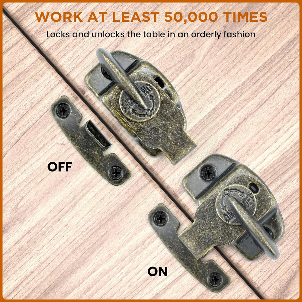 6 Sets Heavy Duty Table Leaf Latch Lock Hardware for Extension Tables - Bronze