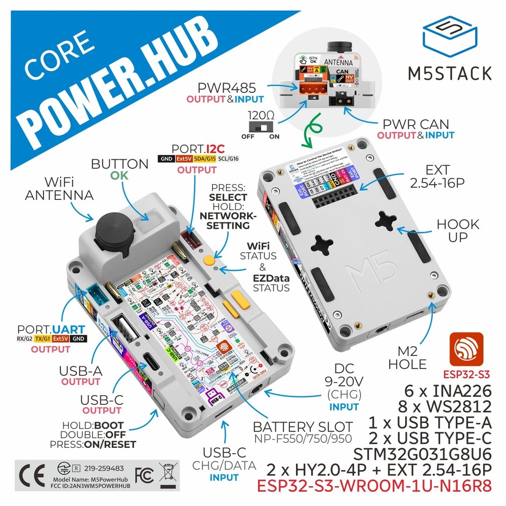 PowerHub Main Control Module LoT Controller (ESP32-S3) Dual-core Xtensa LX7