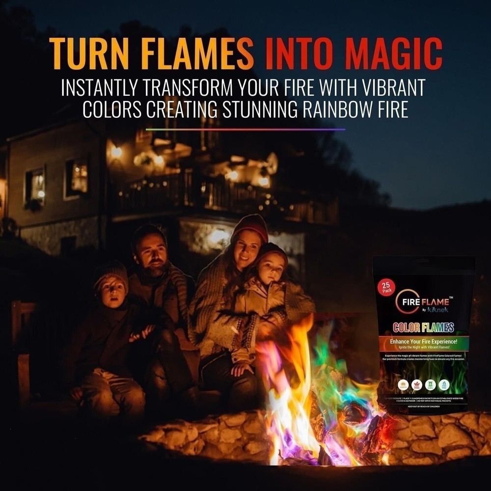 FireFlame Fire Color Changing Packets - Magic Color Fire Flames - 25 Pack