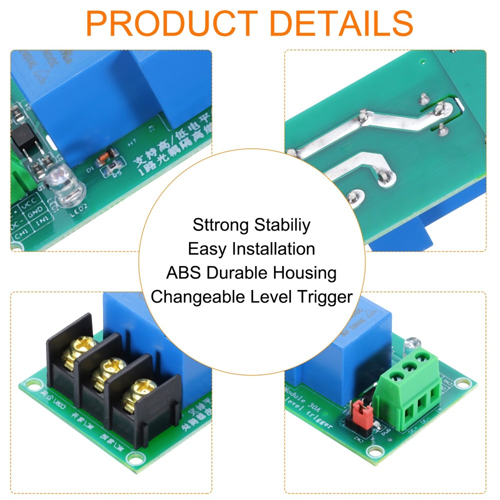 2 Pcs DC 12V 1 Channel Relay Module Board Shield 30A High/Low Level Trigger